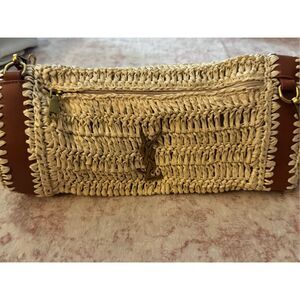 Raffia tube Bag with chain